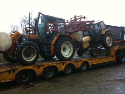 Tractors ready to be transported to sale